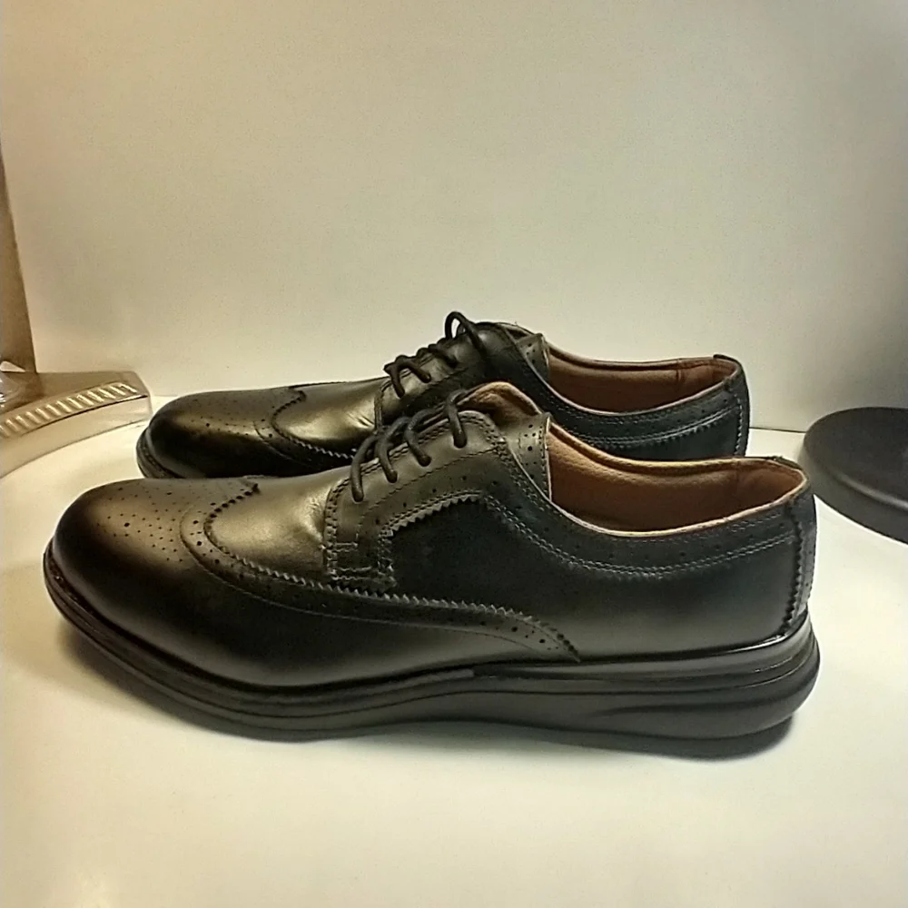 Kuru Warhol Black Leather Lace Up Wingtip Oxford Shoes Men's sz 13.